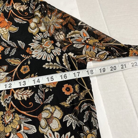 Jane Delancy Shirt S Black Floral Semi Sheer Button Down Stretchy Knit Y2K 90s‎ - Picture 3 of 7
